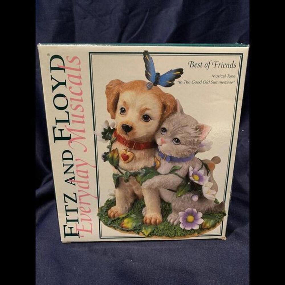 Fitz‎ and Floyd Best Of Friends Musical Spring floral Dog And Kitten